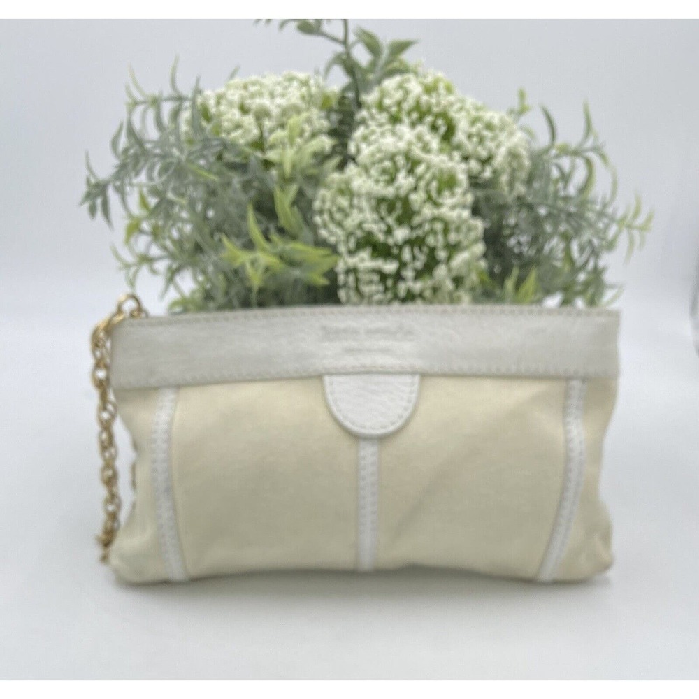 Kate Spade Off white suede‎ and Leather Clutch Made in Italy